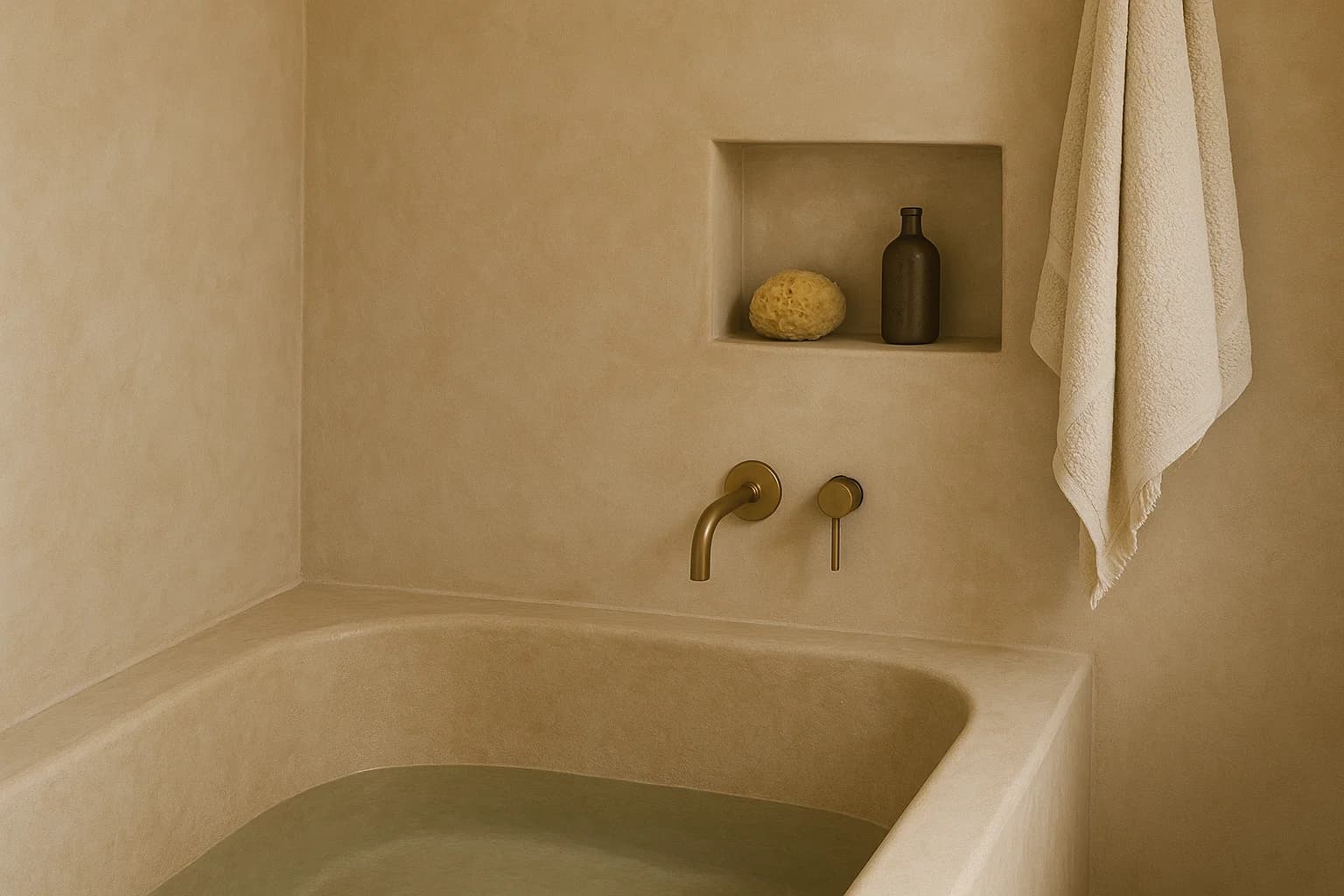 Tadelakt waterproof plaster finish example, Polished Venetian, Dartford